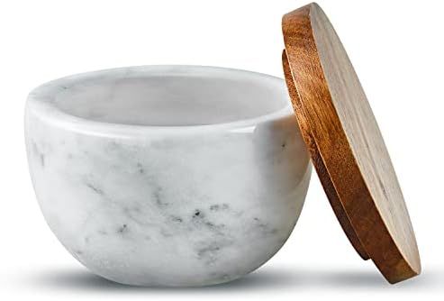 Large Salt Box Spice Seasonings Keeper Pepper Container,Marble Base with Wooden Cover,Salt Cellar... | Amazon (US)