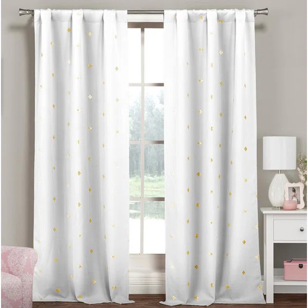 Ambrine Metallic Printed Clover Room Darkening Thermal Rod Pocket Curtain Panels (Set of 2) | Wayfair North America