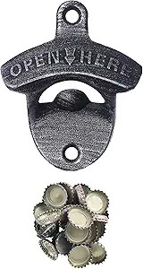 Amazon.com: Antique Silver Magnetic Beer Bottle Opener Wall Mounted with Black Magnetic Cap Catch... | Amazon (US)