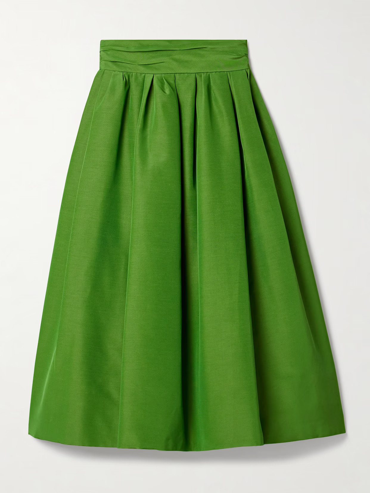 Carolina Herrera - Pleated Cotton-blend Faille Midi Skirt - Green | NET-A-PORTER (US)