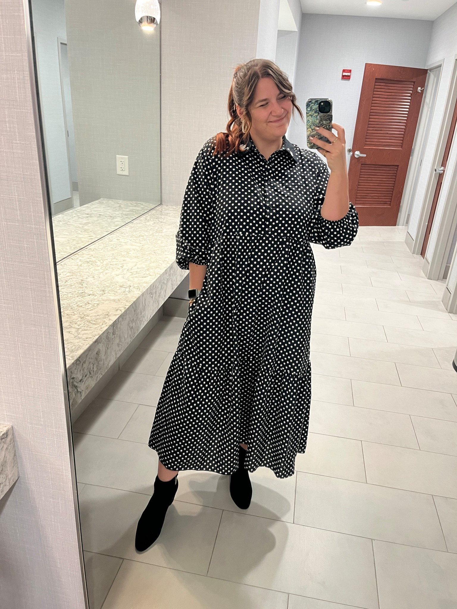 (Dress rented from Nuuly!)

Black work outfit, black booties, professional style inspo, black dress, black midi dress, black maxi dress, tiered dress, office outfit, workwear, business casual dress, business casual black outfit, midsize dress, oversized shirt dresss

#LTKMidsize #LTKWorkwear