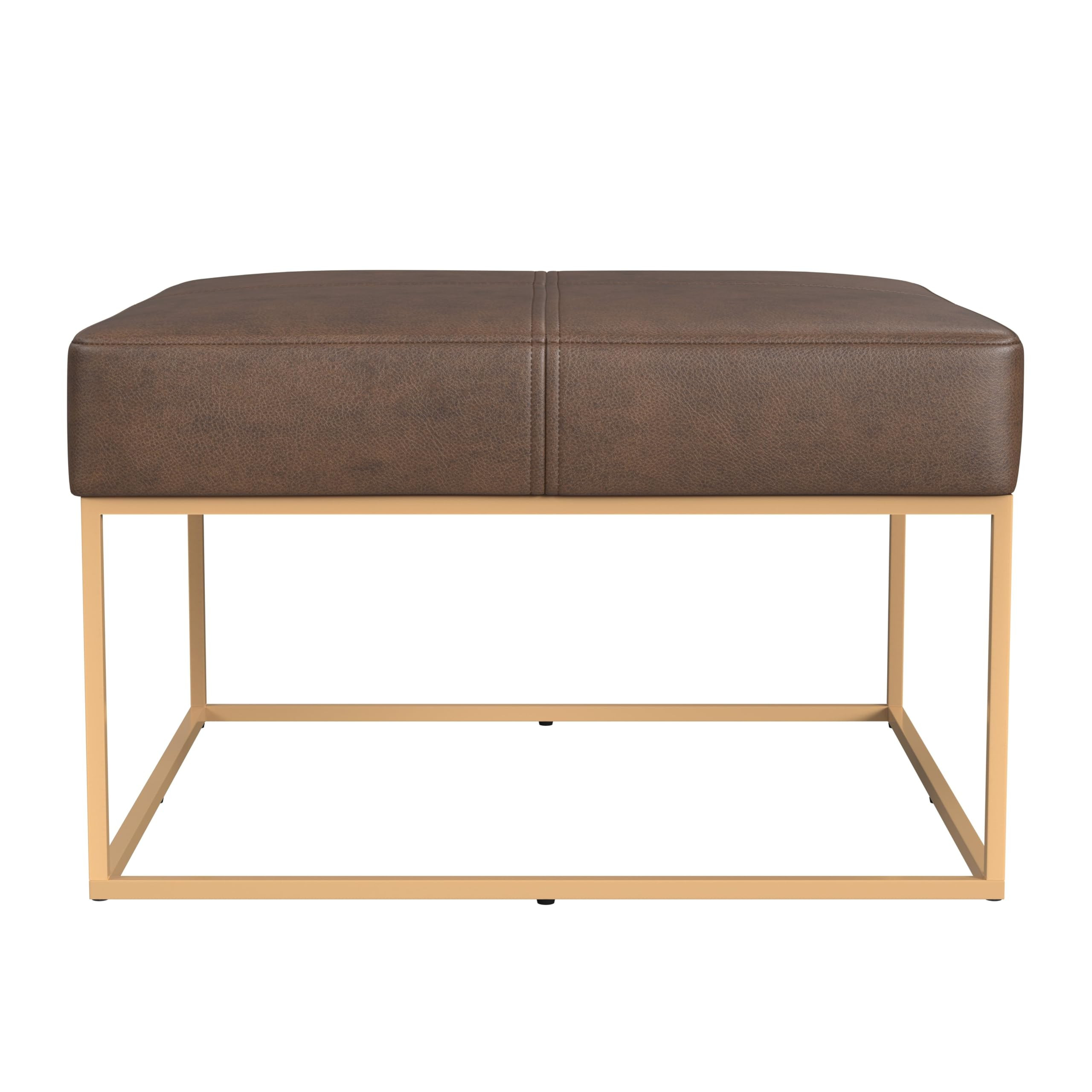 Homepop Decorative Large Square Gold Metal Ottoman | Ottoman Stool for Living Room & Bedroom | De... | Amazon (US)