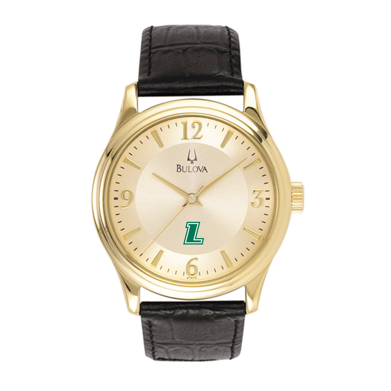 Men's Bulova Gold/Black Loyola Greyhounds Stainless Steel Watch with Leather Band | Fanatics