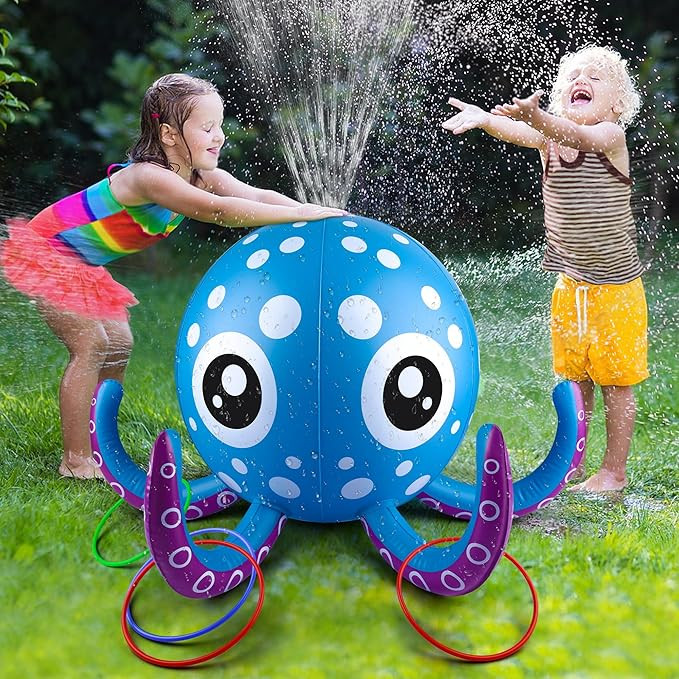 Sprinkler for Kids Inflatable Octopus Water Toys with 6 Rings, Summer Outdoor Toys Backyard Water... | Amazon (US)