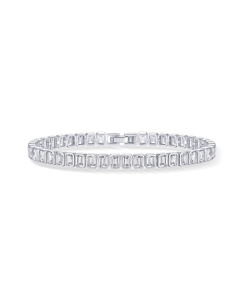 PAVOI 14K-18K Gold Plated Simulated Diamonds Bezel Set Tennis Bracelets for Women - Cubic Zirconi... | Amazon (US)