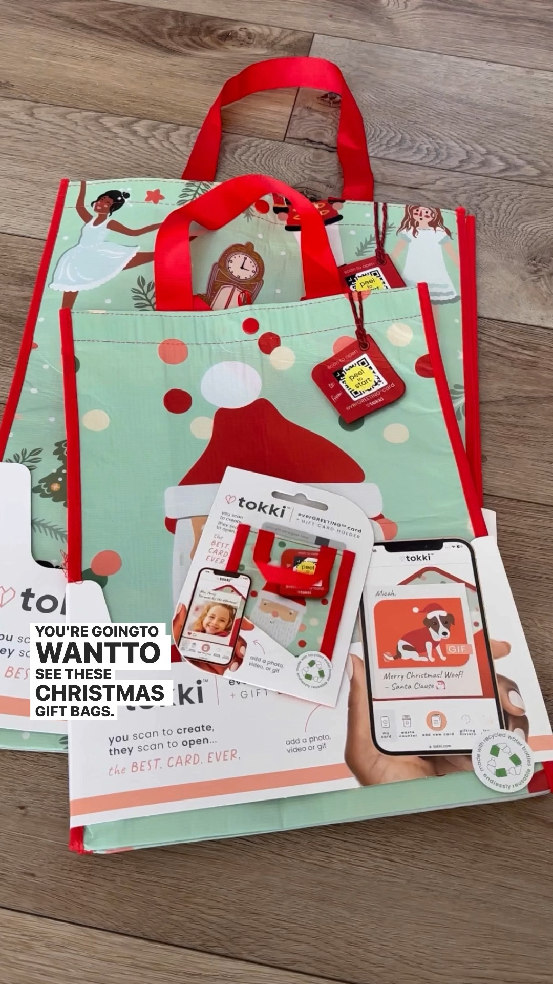 WHAT?! I was so pumped about these bags! I won't get to see my parents this Christmas, which means my kids don't get to see their grandparents. So, this is going to add a little something special to the gift we send them! 

I'm looking forward to these bags going back and forth between our family & friends for years to come! 

🌟 About the bags:
•Can be reused infinitely
•You have to have a log in to the website to create a greeting, but the recipient does NOT need a log in to view the greeting 
•4 sizes available (XL, Large, small & gift card size)
•Snap closure, so tissue paper is not needed if you don't want it! 



#LTKfamily #LTKSeasonal #LTKHoliday