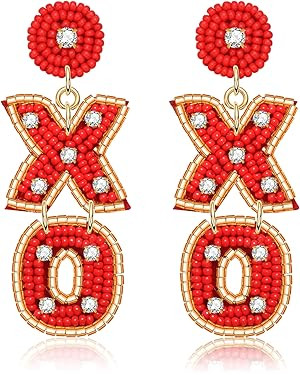 Valentine\u2019s Day Earrings Beaded Heart Drop Earrings Edged in gold beading Fashion Trendy Big... | Amazon (US)