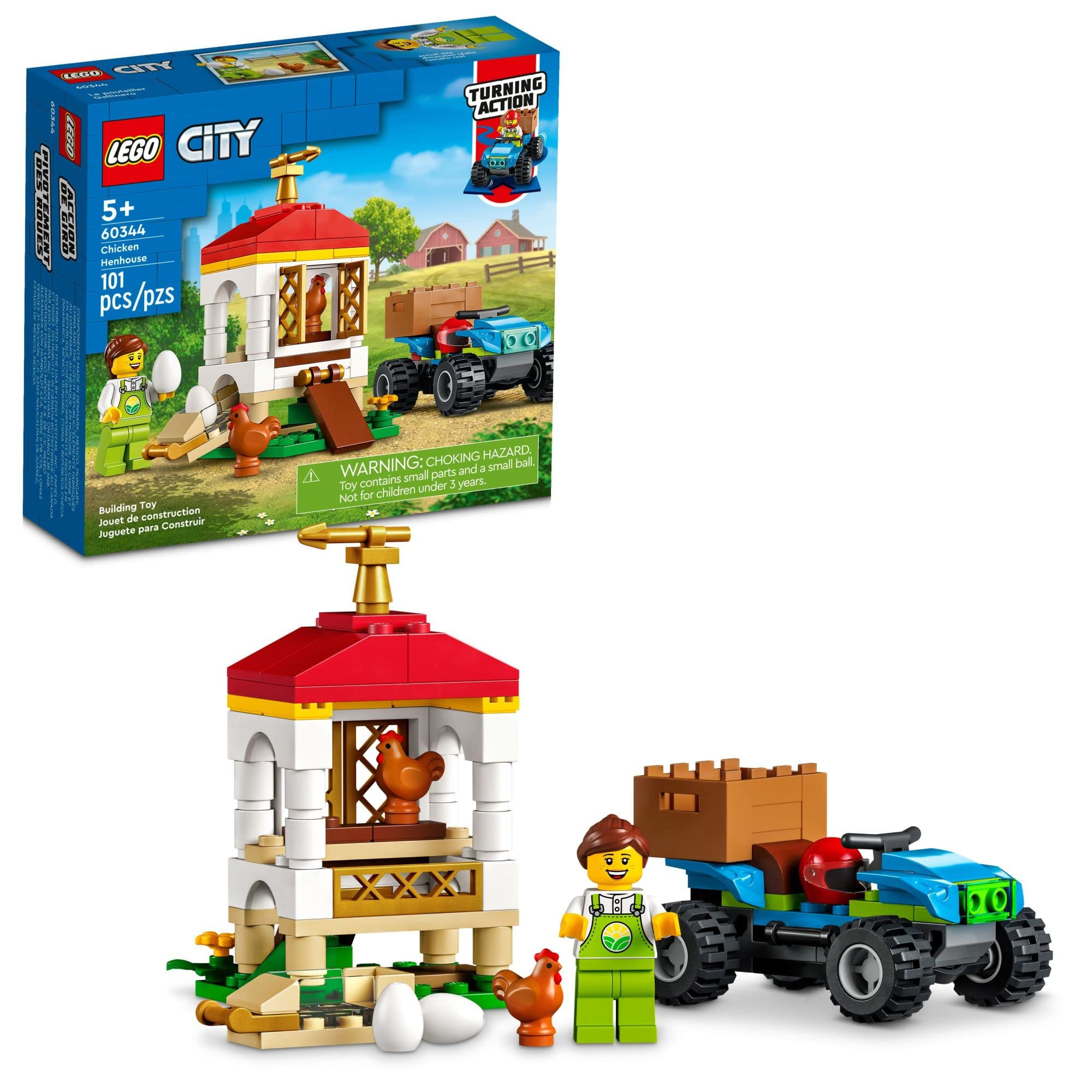 LEGO City Chicken Henhouse 60344 Building Farm Toy Set for Kids, Boys, and Girls Ages 5+ (101 Pie... | Amazon (US)