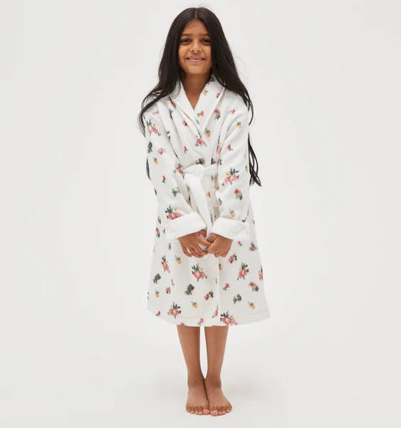 The Tiny Hotel Robe - Ivory Ikat Floral | Hill House Home