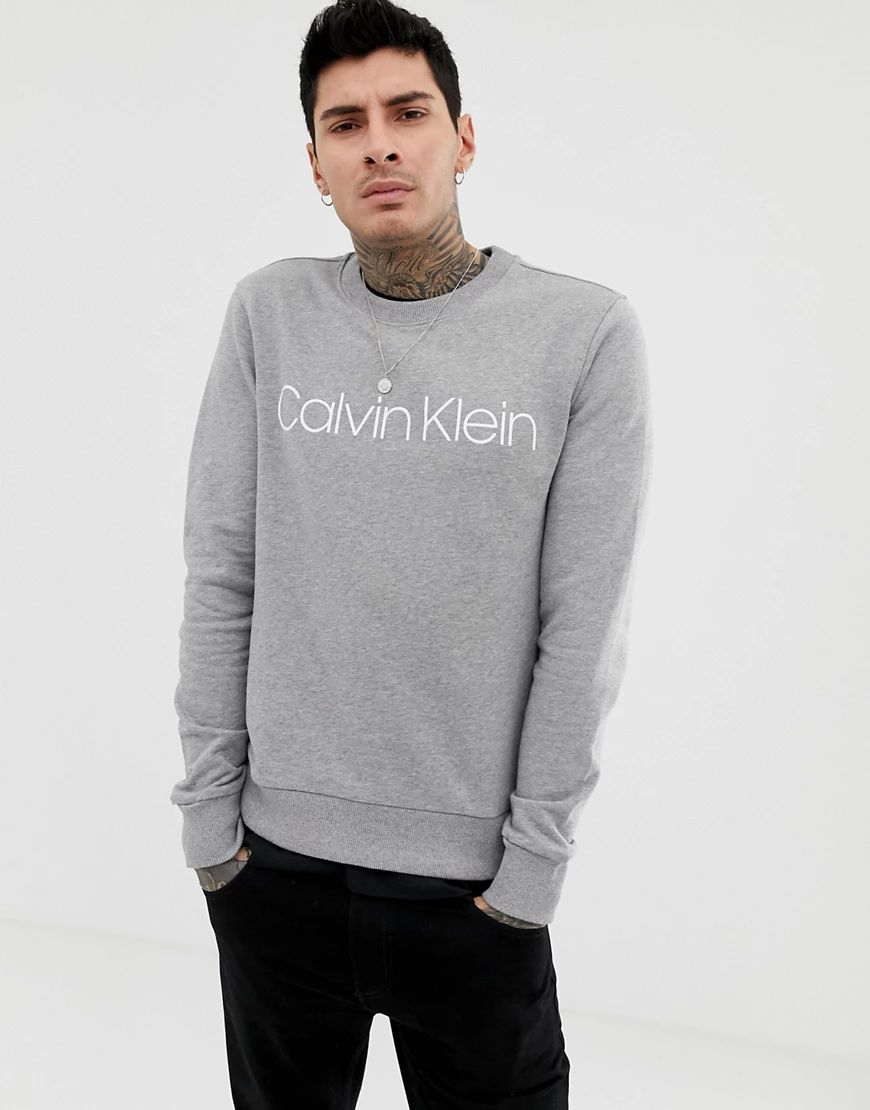 Calvin Klein sweatshirt in light grey | ASOS (Global)