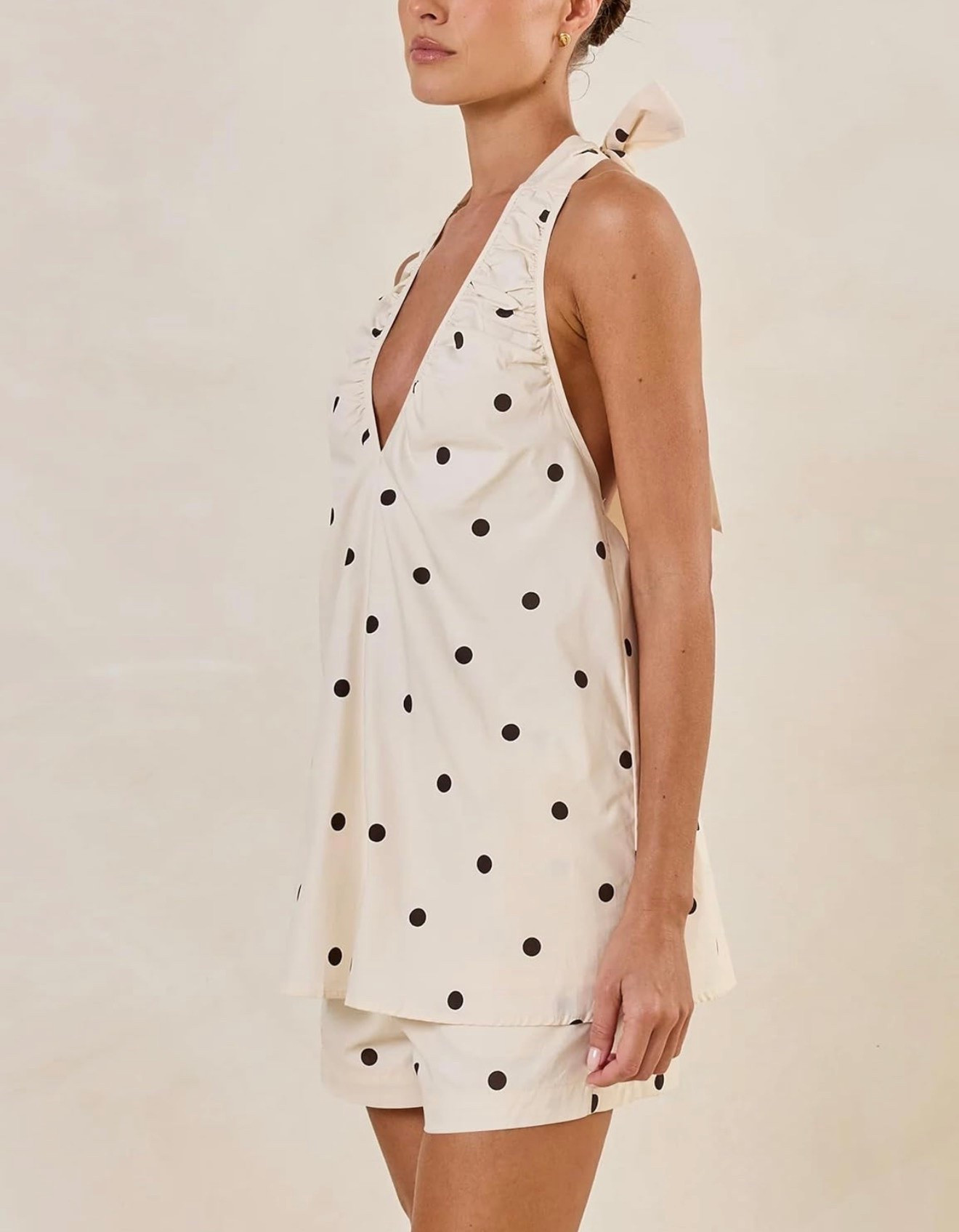 Polka Dot Short Set for Women Deep V Neck Sleeveless Halter A-line Top and Shorts Sets Polka Dot Two Piece Set #matchingset #polkadotset #summeroutfit #summerset #outfitinspo

#LTKootd