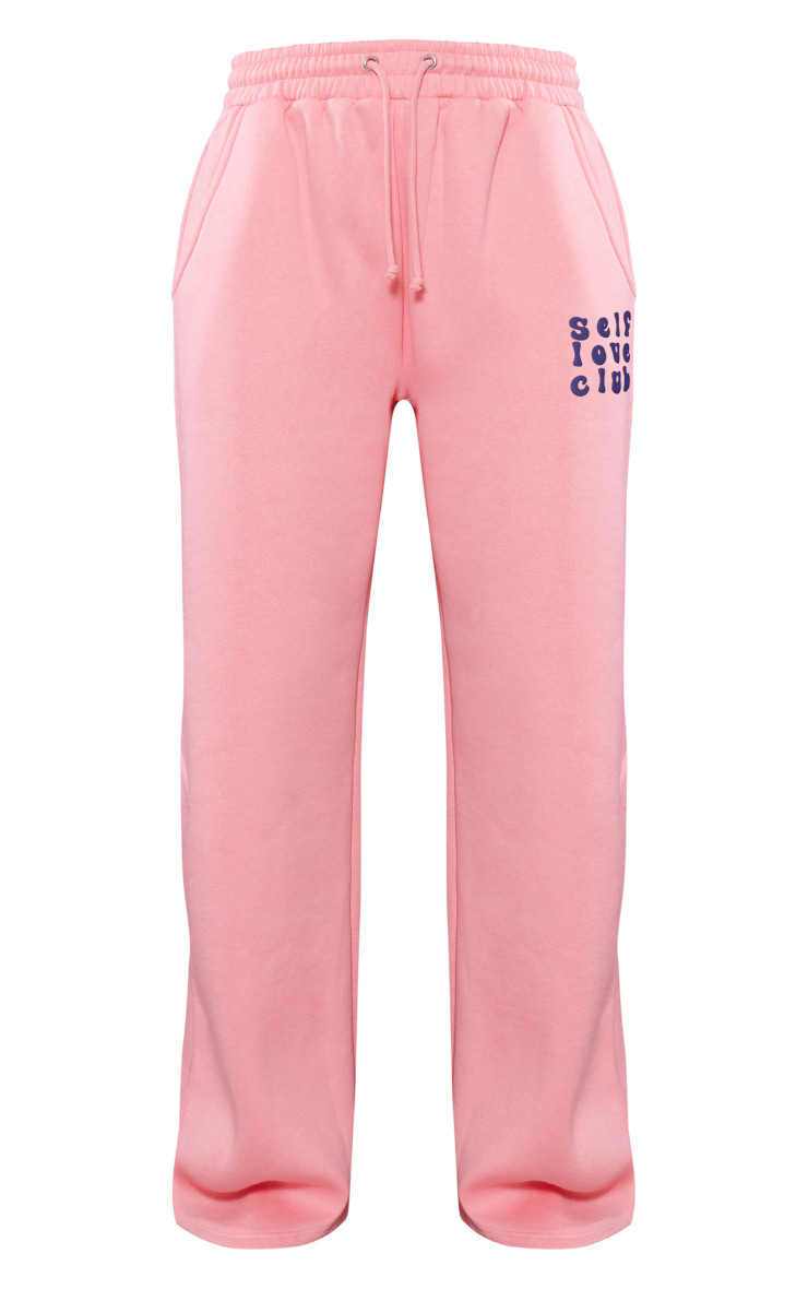 Pink Self Love Club Graphic Puff Print Oversized Sweatpants | PrettyLittleThing US
