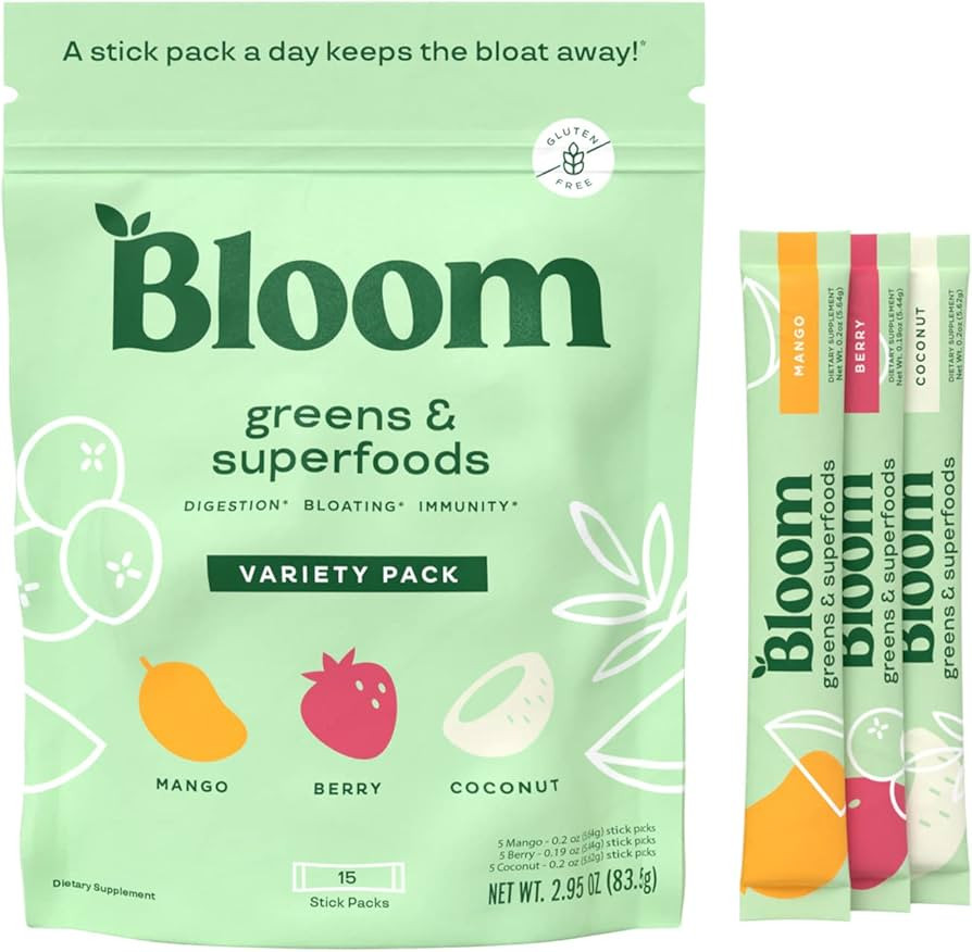 Bloom Nutrition Green Superfood Stick Packs | Super Greens Powder Juice & Smoothie Mix | Complete... | Amazon (US)