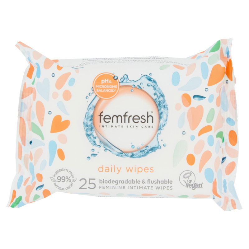 Femfresh Intimate Skin Care 25 Biodegradable & Flushable Feminine Intimate Wipes 25-pack | Joybuy