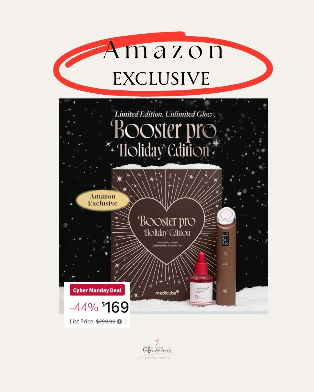 Cyber Week steal! ✨
The Medicube Booster Pro is my go-to for tighter, glowing, smoother skin. If you’ve been waiting to try it… this is your sign.

Follow me for daily finds you can shop right here on LTK.
✨ Follow me and comment ‘shop’ — I’ll DM it to you!

I earn commissions from qualifying purchases as an Amazon and LTK creator.

#medicubeboosterpro #amazonbeautyfinds #cyberweeksale
#skincareroutinewomen #busymombeauty #betterwithbarb


#LTKGiftGuide #LTKSaleAlert #LTKCyberWeek