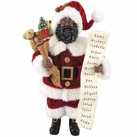 African American Hand Painted Santa Figurine, One Size, Red | JCPenney