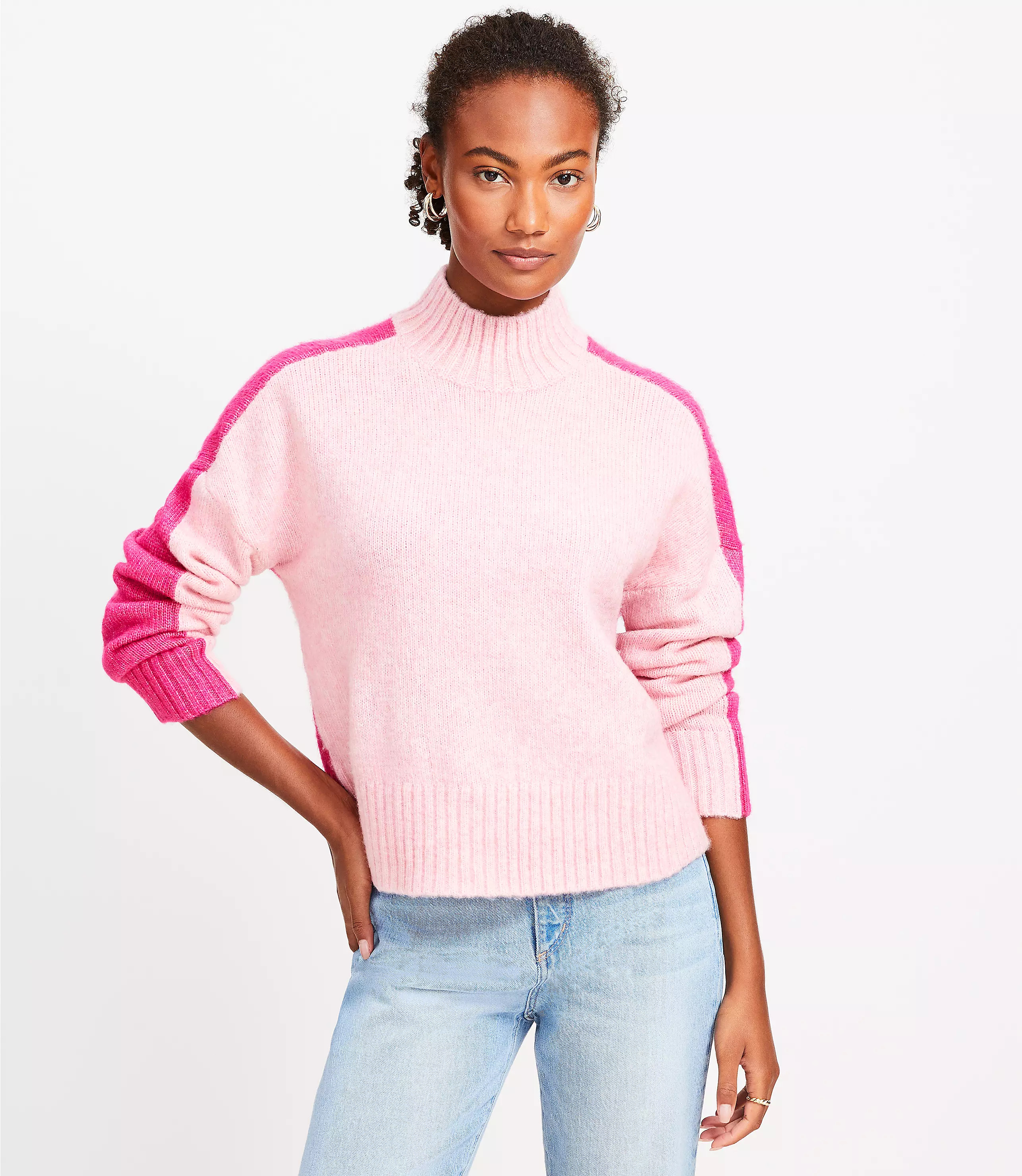 Colorblock Modern Turtleneck Sweater | LOFT