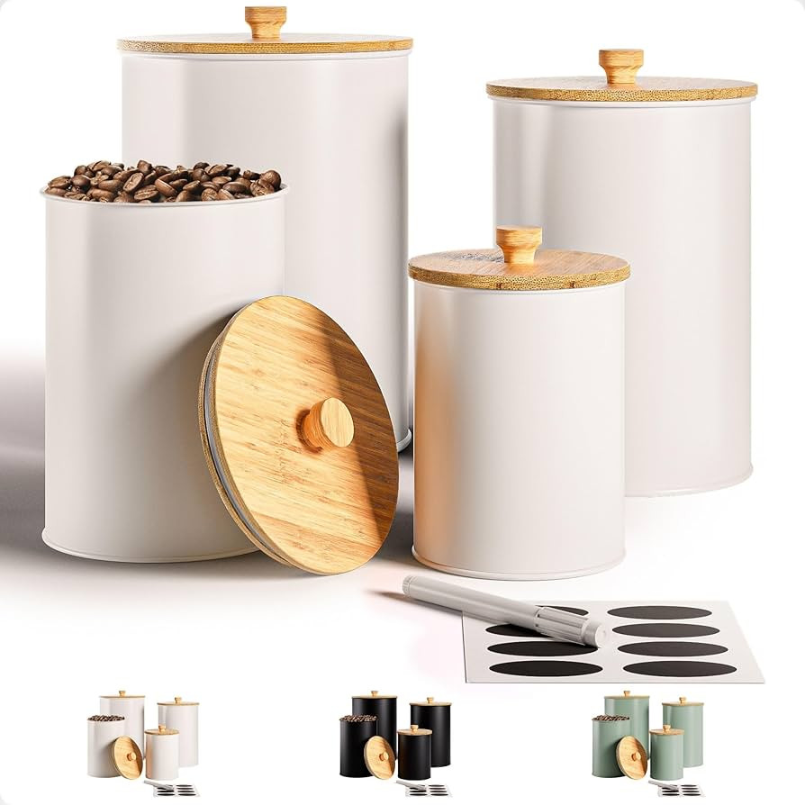 Kitchen Canisters for Countertop Set of 4 with Customizable Chalkboard Labels & Marker Pen - Big ... | Amazon (US)