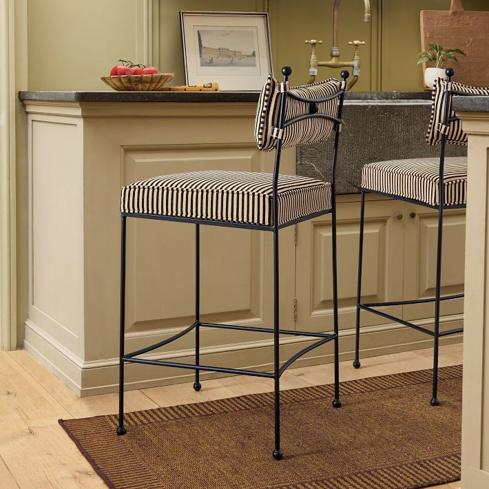 Pierce & Ward Iron Upholstered Counter Stool | West Elm (US)