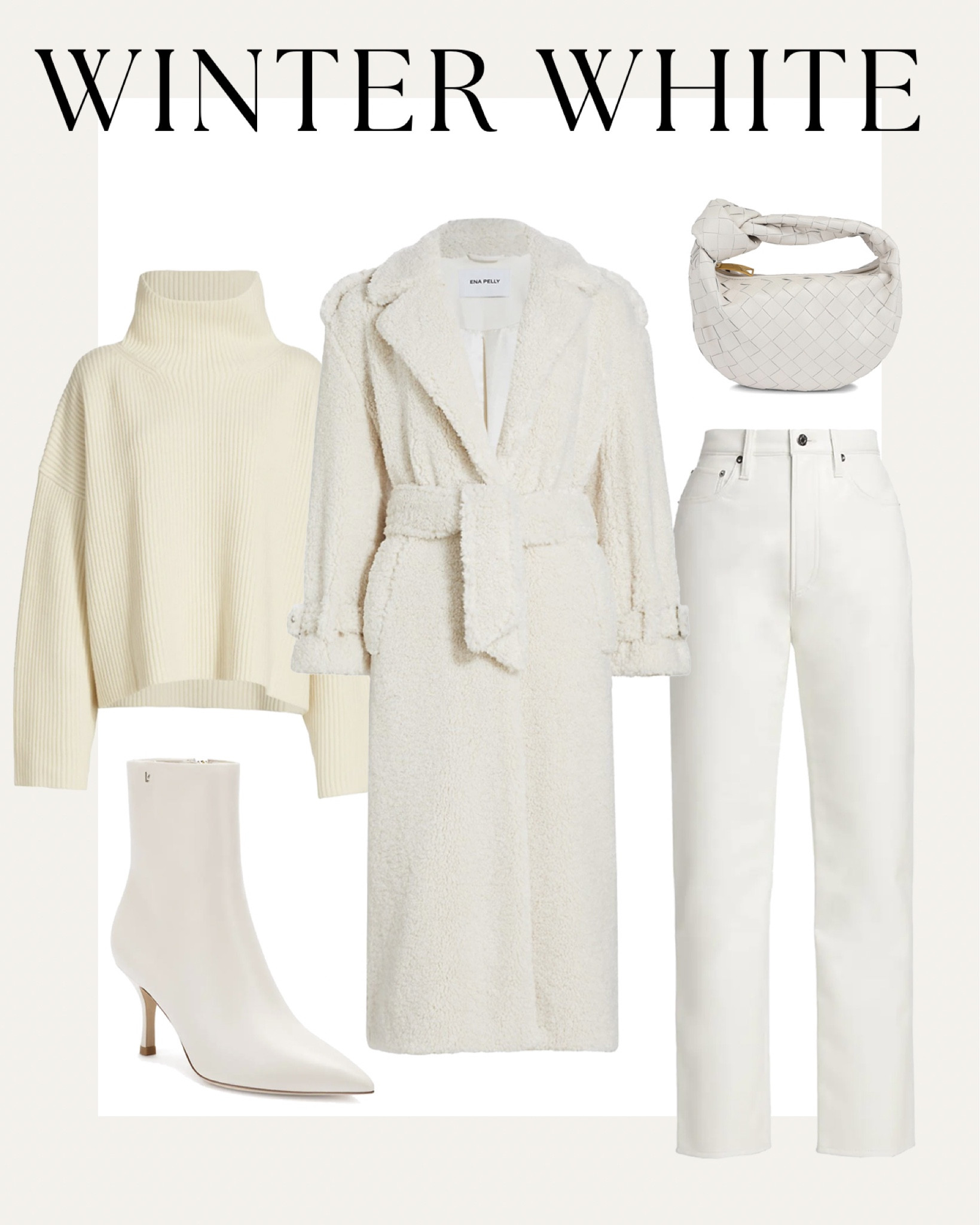 Winter white outfit idea, white sweater, white teddy coat, white leather pants, white booties #outfitidea #whitebooties #winterwhite 

#LTKshoecrush #LTKSeasonal #LTKstyletip