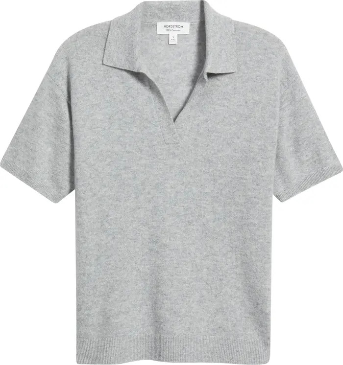 Cashmere Johnny Collar Short Sleeve Sweater | Nordstrom
