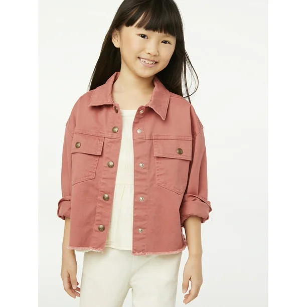 Free Assembly Girls Cut-Off Denim Jacket, Sizes 4-18 | Walmart (US)