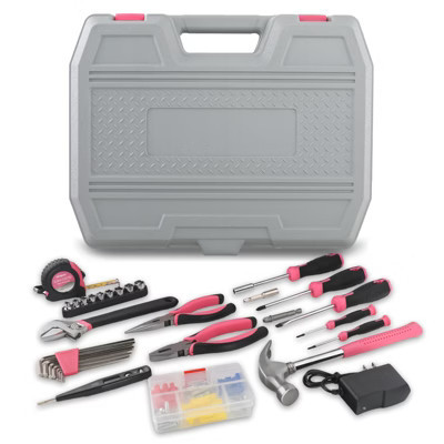 121-Piece Pink and Black Power Tool Set with 12V Cordless Drill | Target