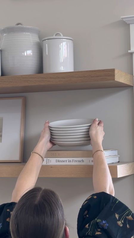 Kitchen shelf styling, kitchen decor, white canisters, wood shelves 

#LTKStyleTip #LTKHome #LTKVideo