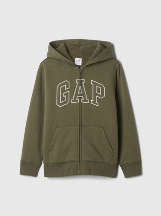Kids Gap Logo Sherpa-Lined Zip Hoodie | Gap Factory