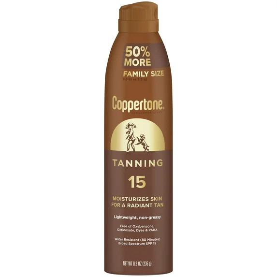 Coppertone Tanning Sunscreen Spray, SPF 15 Sunscreen, 8.3 oz | Walmart (US)