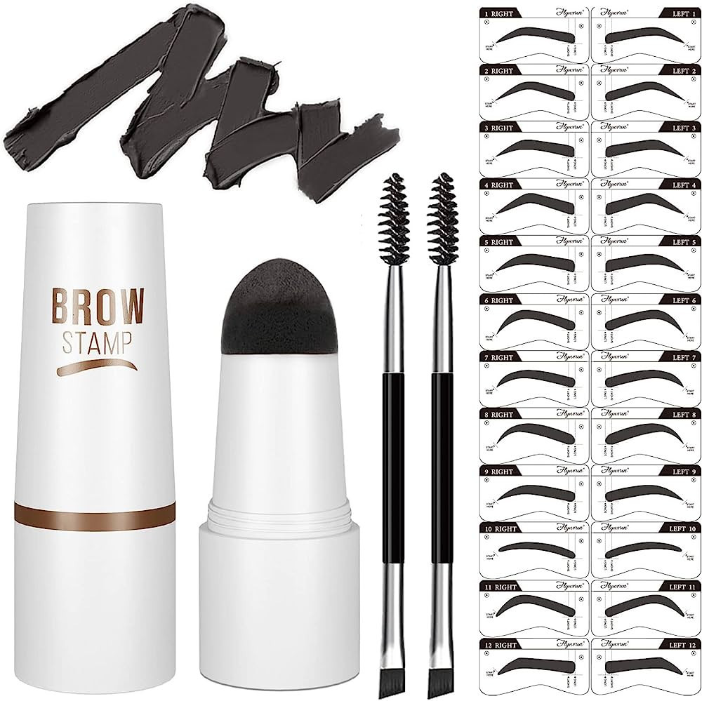Eyebrow Stamp Stencil Kit - One-Step Vegan Eyebrow Stamp Pomade - Long-Lasting Waterproof Smudge-... | Amazon (US)