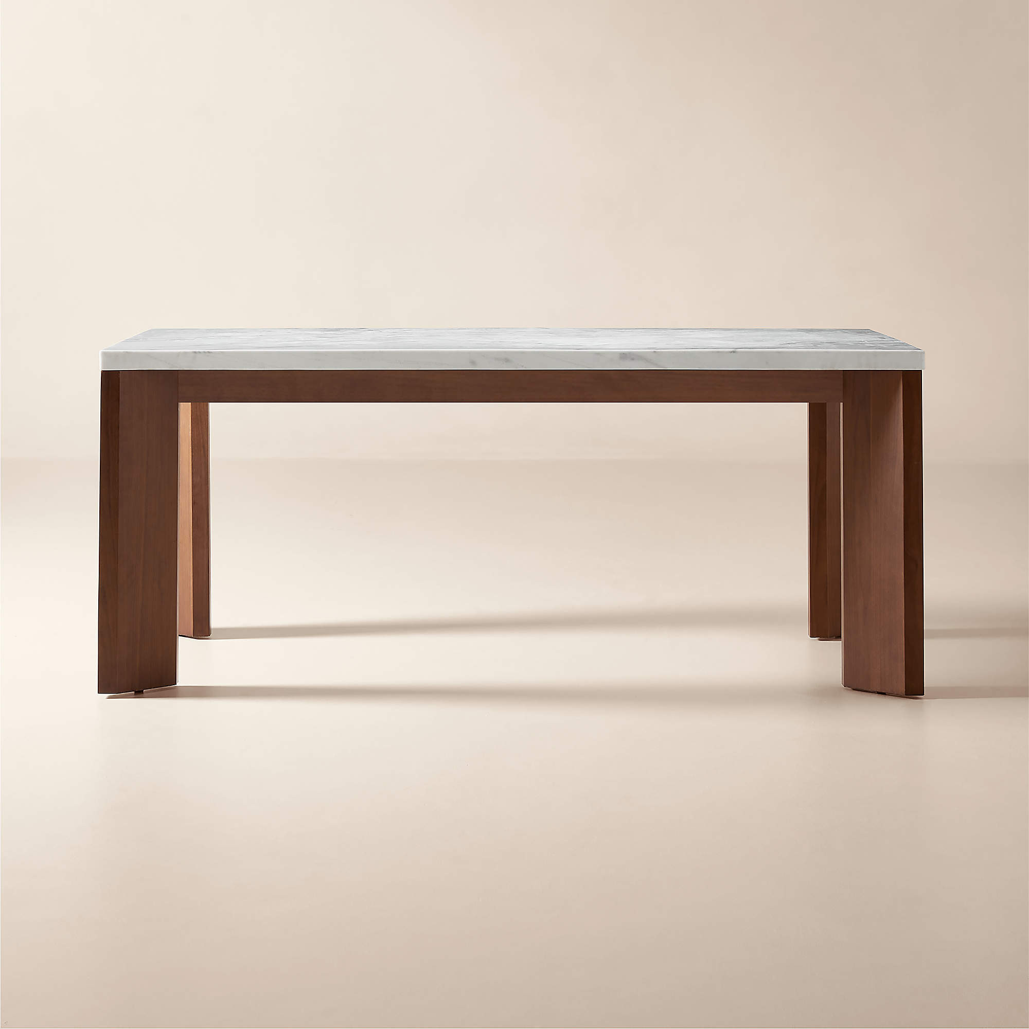 Sydney Rectangular Carrara Marble Dining Table with Walnut Legs 72'' + Reviews | CB2 | CB2