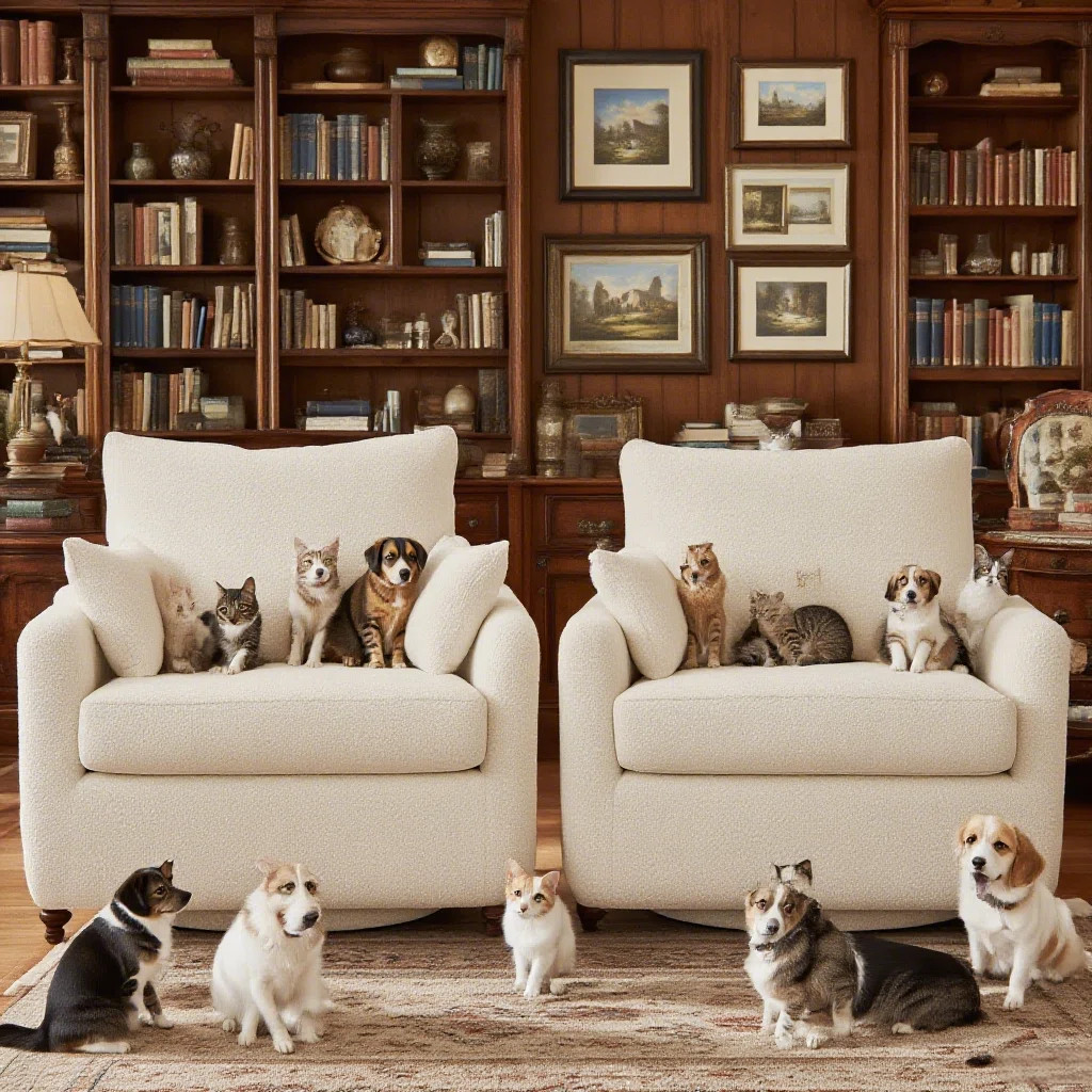 Boucle Swivel Armchairs Set Of 2, Modern Deep Seating Lounge Chairs With Accent Pillows | Wayfair North America