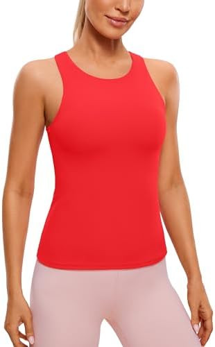 CRZ YOGA Butterluxe Workout Tank Tops for Women - Racerback Padded High Neck Yoga Athletic Shirt ... | Amazon (US)