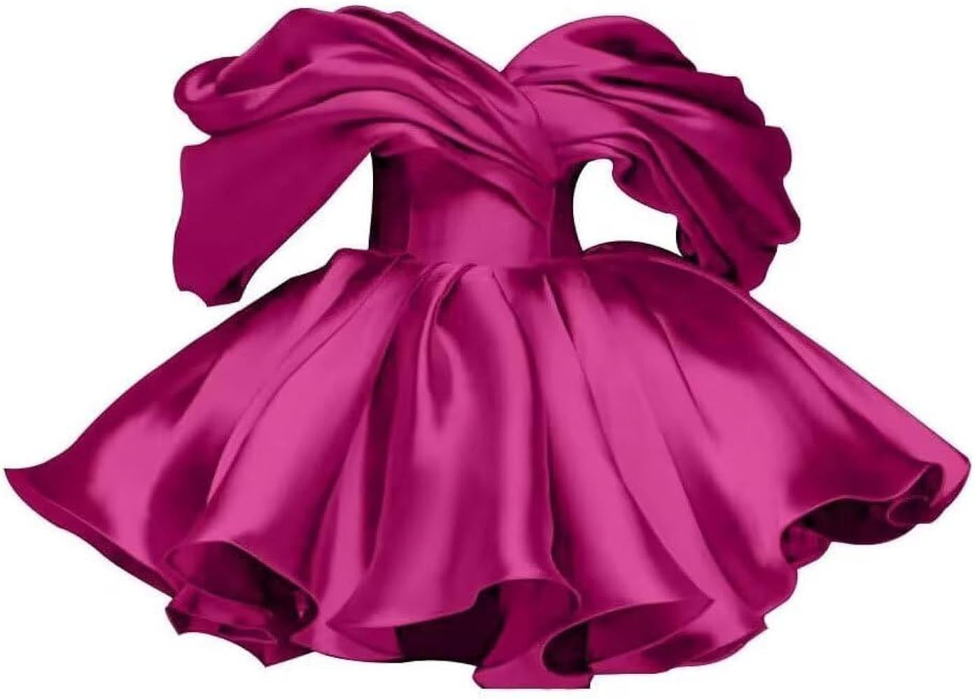 Teens A-line Ruffles Satin Short Party Dress Off Shoulder Short Homecoming Cocktails Dress for Wo... | Amazon (US)