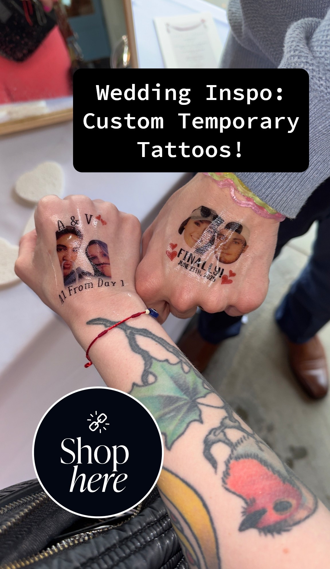 CUSTOM temporary tattoos for your wedding?! YES PLEASE! So fun and memorable ♥️🤩 