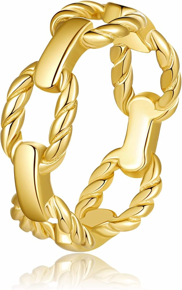 YeGieonr Gold Rings for Women Non tarnish Stainless Steel Womens Rings Dainty 18K Gold Plated Rin... | Amazon (US)