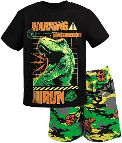 Jurassic World Jurassic Park T-Rex Boys' 2-Piece T-Shirt and Shorts Set Toddler to Big Kid | Amazon (US)