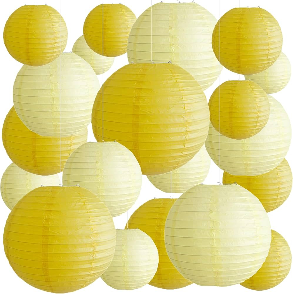 20PCS Dark Yellow and Light Yellow Decorative Paper Lanterns, Round Paper Lanterns for Weddings, ... | Amazon (US)