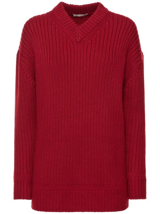 Wool knit v neck sweater | Luisaviaroma