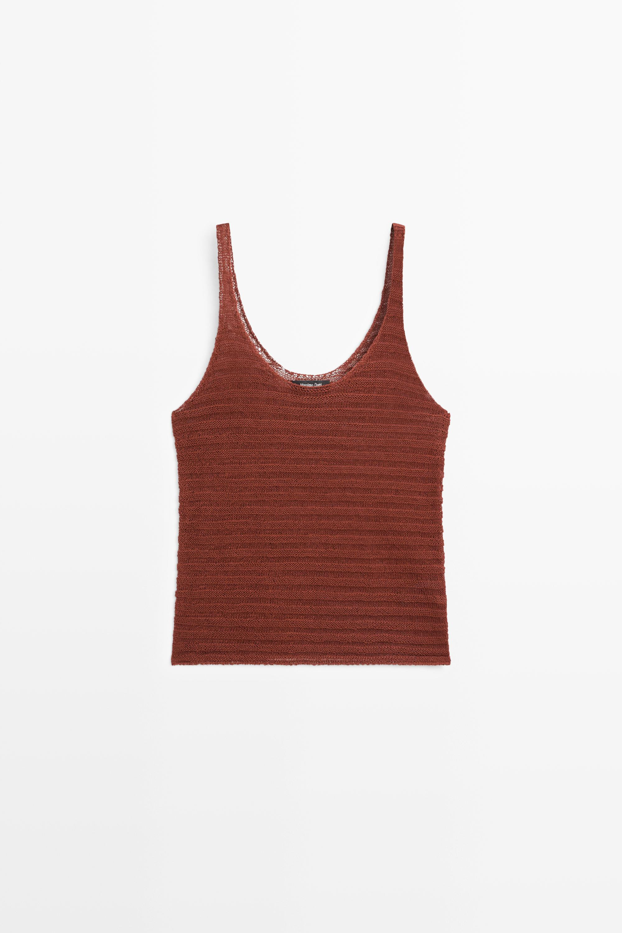 Textured knit strappy top | Massimo Dutti UK