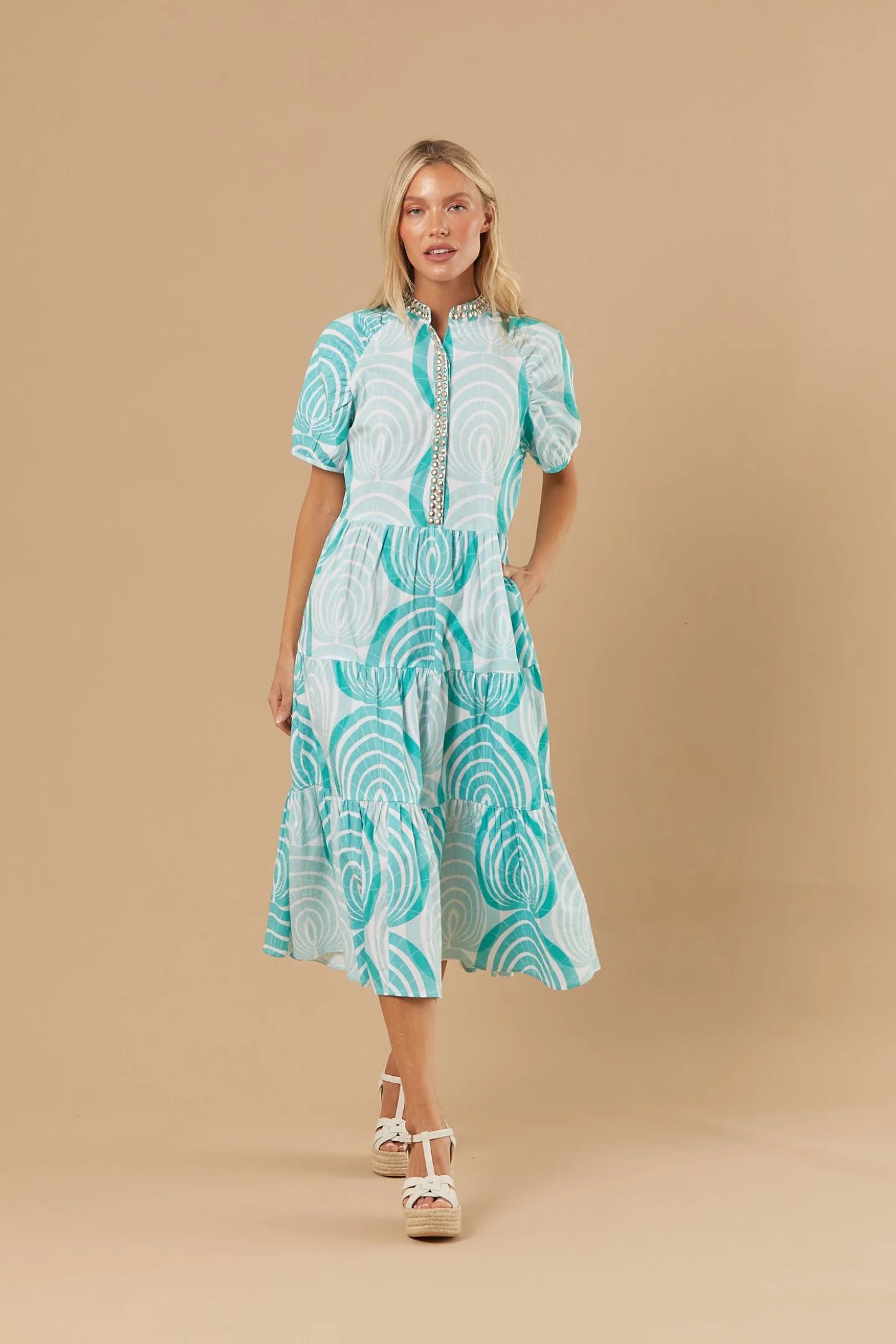 Kimbell Dress in Turquoise Shell | Sheridan French