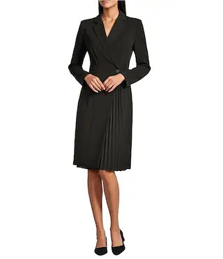 Scuba Crepe Long Sleeve Blazer Pleated Fit and Flare Dress | Dillard's
