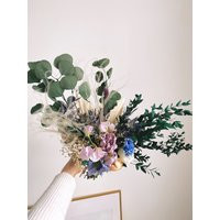 Dried Eucalyptus Blue Thistles Boho Bridal Bouquet With Palm Spear | Etsy (US)