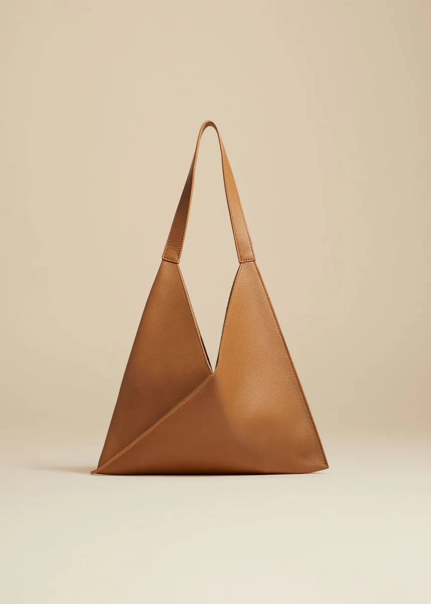 The Small Sara Tote in Nougat Pebbled Leather | Khaite