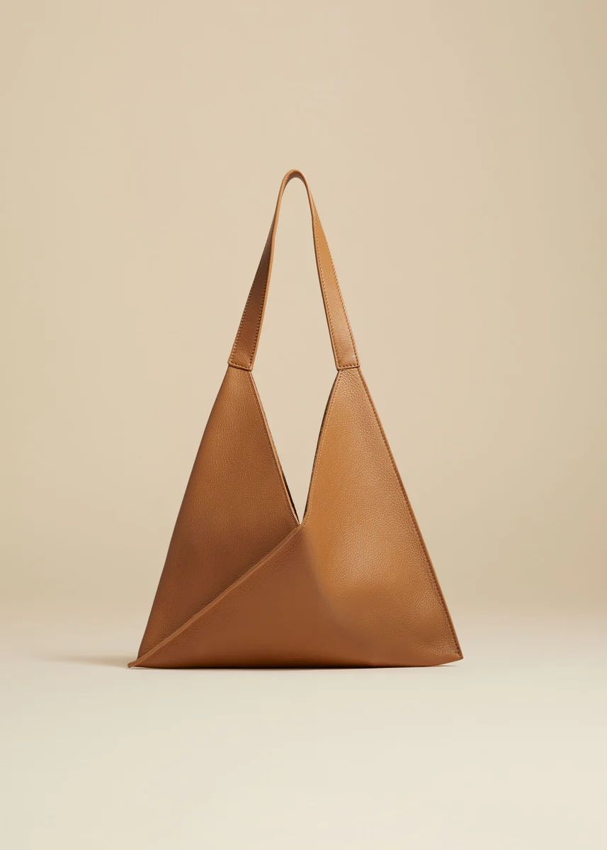 The Small Sara Tote in Nougat Pebbled Leather | Khaite
