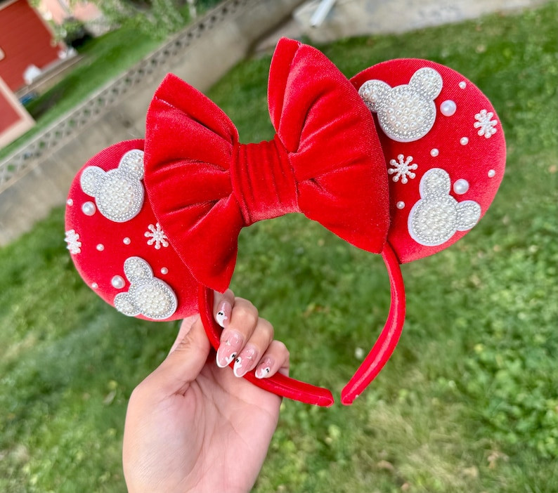 Red Snowflake Christmas Ears. - Etsy | Etsy (US)
