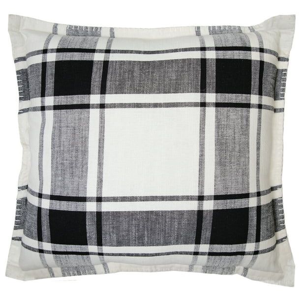 Better Homes and Gardens Reversible Plaid Decorative Pillow, 20" x 20", Black/White - Walmart.com | Walmart (US)