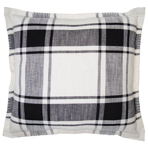 Better Homes and Gardens Reversible Plaid Decorative Pillow, 20" x 20", Black/White | Walmart (US)