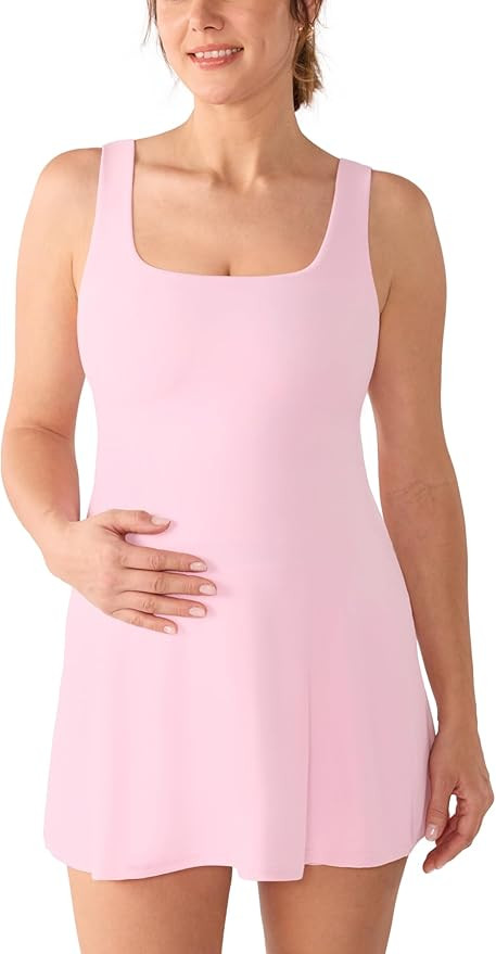 MOMANDA Active Maternity Tennis Dress Sleeveless Summer Tank Pregnancy Dress with Built-in Shorts... | Amazon (US)